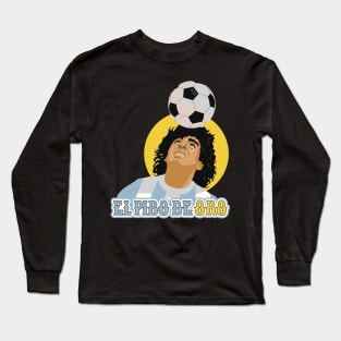 El Pibe de Oro - Diego Maradona Head Juggle Portrait for True Football Aficionados Long Sleeve T-Shirt